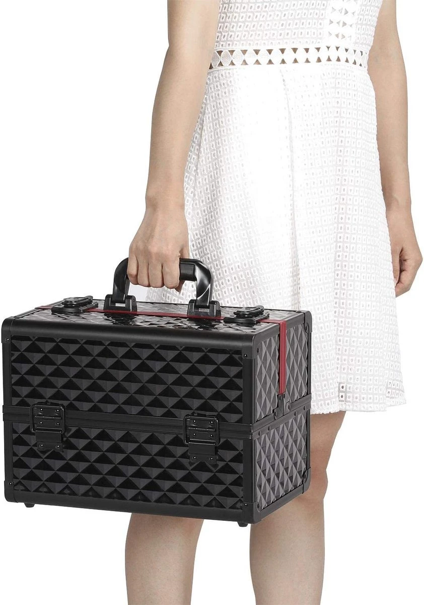 Make-upkoffer, Kapperskoffer, Cosmeticakoffer, Lege Nagelkoffer, Multikoffer, Afsluitbaar Voor Nageldesign/massageolie/fotoapparatuur, 34,7 X 22,2 X 25 Cm , Volledig Zwart HM-YAHEE-411233 7 Make-upkoffer, Kapperskoffer, Cosmeticakoffer, Lege Nagelkoffer, Multikoffer, Afsluitbaar Voor Nageldesign/massageolie/fotoapparatuur, 34,7 X 22,2 X 25 Cm , Volledig Zwart HM-YAHEE-411233 - Afbeelding 5