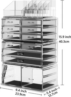 Make-up Cosmetische Organizer Opbergladen Display Dozen Case Met Laden (12D, Transparant) -Cosmetica Korting Winkel 879x1200 5
