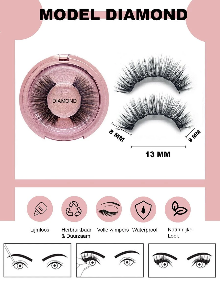 Nepwimers Zonder Lijm | Magnetische Wimpers | Eyeliners | Diamond Wimpers | Pincet | Wimperset | Model Diamond | Fake Lashes | M5 Lashes Diamond Set | Herbruikbare Wimpers | 3D Wimpers | Kit | Waterbestendig | Natuurlijke Wimpers | Waterproof 10 Nepwimers Zonder Lijm | Magnetische Wimpers | Eyeliners | Diamond Wimpers | Pincet | Wimperset | Model Diamond | Fake Lashes | M5 Lashes Diamond Set | Herbruikbare Wimpers | 3D Wimpers | Kit | Waterbestendig | Natuurlijke Wimpers | Waterproof - Afbeelding 8