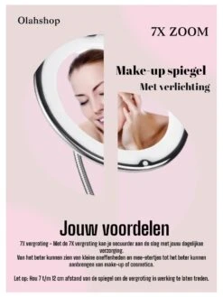 Make-Up Spiegel - 7X Vergroting - LED Licht - Make Up Spiegel Met Verlichting - Vergrootspiegel Met Zuignap - Exclusief Baterijen(Niet Ingegrepen 3AAA)3AAA -Cosmetica Korting Winkel 900x1200 43