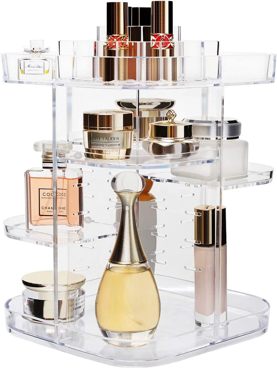 AMEITECH Make-uporganizer, Verstelbaar 360 Roterende Cosmetische Opslagcarrousel Draaiende Houder Opbergrek Met 5 Lagen Grote Capaciteit, Geweldig Voor Aanrecht Ijdelheid, Vierkant 3 AMEITECH Make-uporganizer, Verstelbaar 360 Roterende Cosmetische Opslagcarrousel Draaiende Houder Opbergrek Met 5 Lagen Grote Capaciteit, Geweldig Voor Aanrecht Ijdelheid, Vierkant