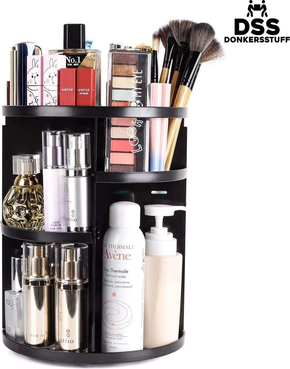 ESSIBLE Make-Up Organizer - 360° Roterend - Opbergbox - Opbergdoos Cosmetica - Sieradendoos - Nagellak - Lippenstift - Zwart 3 ESSIBLE Make-Up Organizer - 360° Roterend - Opbergbox - Opbergdoos Cosmetica - Sieradendoos - Nagellak - Lippenstift - Zwart