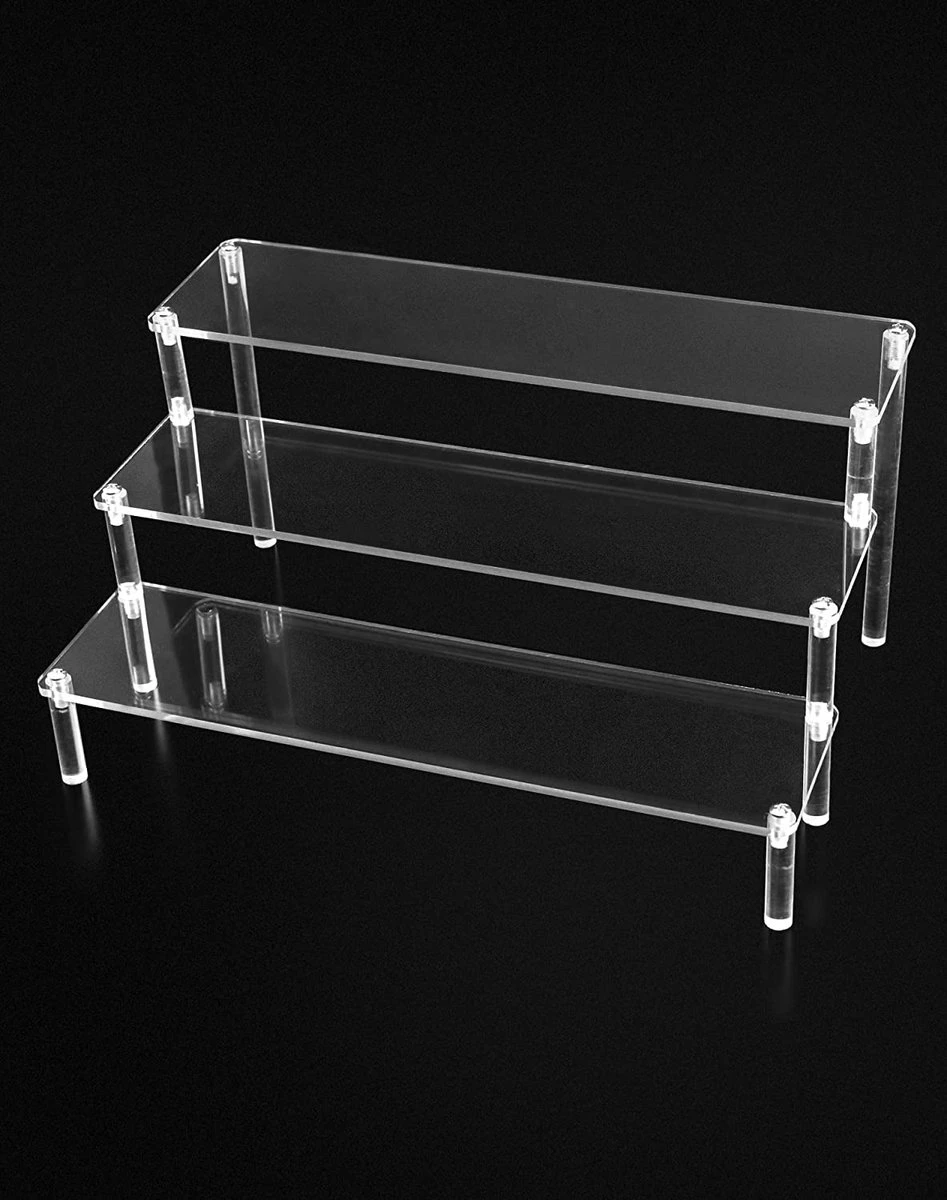 QWORK 3-laags Acryl Displaystandaard, Transparant Acryl Display Riser Plank Voor Figuren, Sieraden, Cupcake, Lippenstift, Nagellak, Kruiden, 30x21x15cm 9 QWORK 3-laags Acryl Displaystandaard, Transparant Acryl Display Riser Plank Voor Figuren, Sieraden, Cupcake, Lippenstift, Nagellak, Kruiden, 30x21x15cm - Afbeelding 7
