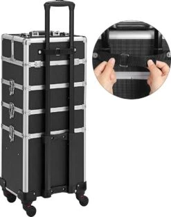XXL PRO Visagie Beauty Case Koffer Trolley - Nagelkoffer Op Wielen Voor Makeup Of Cosmetica - Grote Uitklapbare Opbergsysteem Nagel Styliste Kapster - Zwart -Cosmetica Korting Winkel 950x1200 1