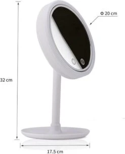 Merkloos Decopatent® Beauty Breeze Mirror - Make-Up Spiegel Met LED Verlichting & Ventilatie - 360° Draaibaar - Make Up 5x Vergrootspiegel -Cosmetica Korting Winkel 971x1200