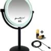 Metalen Verlichte Make-up LED Spiegel Mat Zwart 10x Vergroting 19cm Doorsnee, Inculsief 4x AA Batterijen En USB Stroomkabel -Cosmetica Korting Winkel 985x1200 8